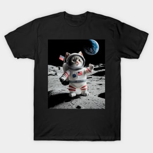 Astronaut cat on moon T-Shirt